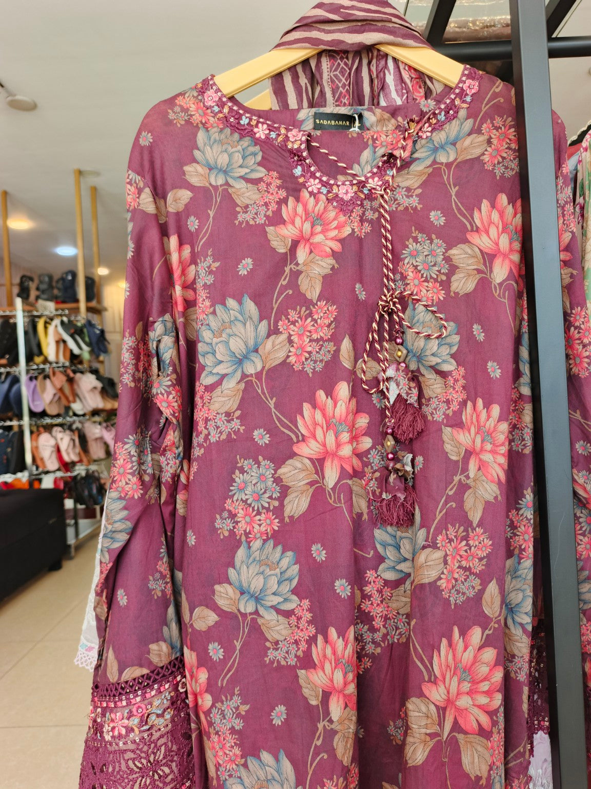 Mauve Bloom 3-Piece Lawn Suit | W3 three-piece lawn suit