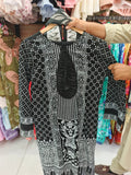 Monochrome Noir 3-Piece Lawn Suit | W3 three-piece lawn suit