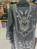 Charcoal Embroidered 3-Piece Lawn Suit | W3 three-piece lawn suit