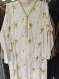 Ivory Gold Leaf 3-Piece Lawn Suit | W3 three-piece lawn suit