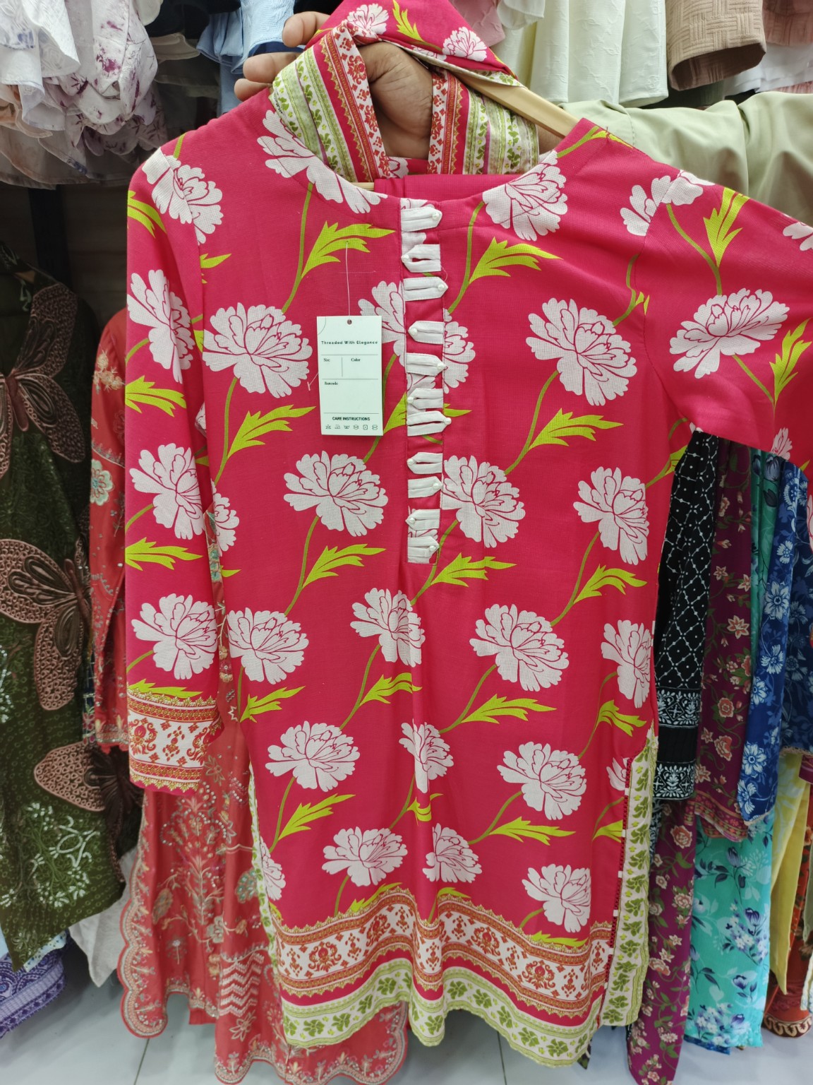 Coral Tropical 3-Piece Lawn Suit | W3 three-piece lawn suit
