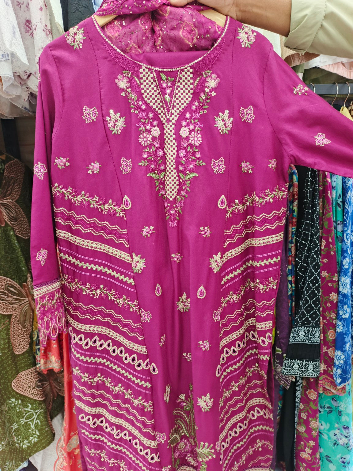 Orchid Heritage 3-Piece Lawn Suit | W3 three-piece lawn suit