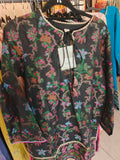 Black Botanical Bloom 3-Piece Lawn Suit | W3 three-piece lawn suit