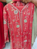 Crimson Floral Art 3-Piece Lawn Suit | W3 three-piece lawn suit