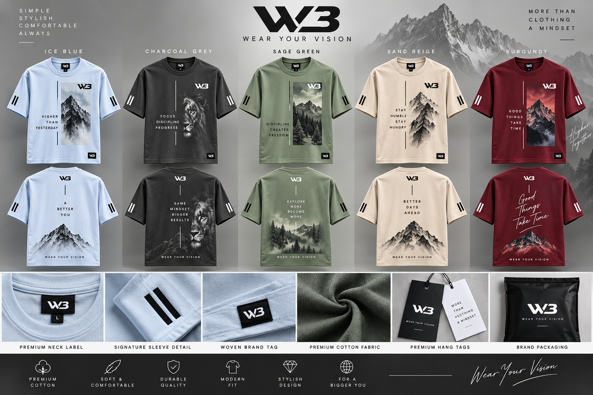 W3 Premium Motivational Graphic T-Shirt Collection – Wear Your Vision