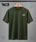 W3 Signature Olive Green Premium Cotton T-Shirt