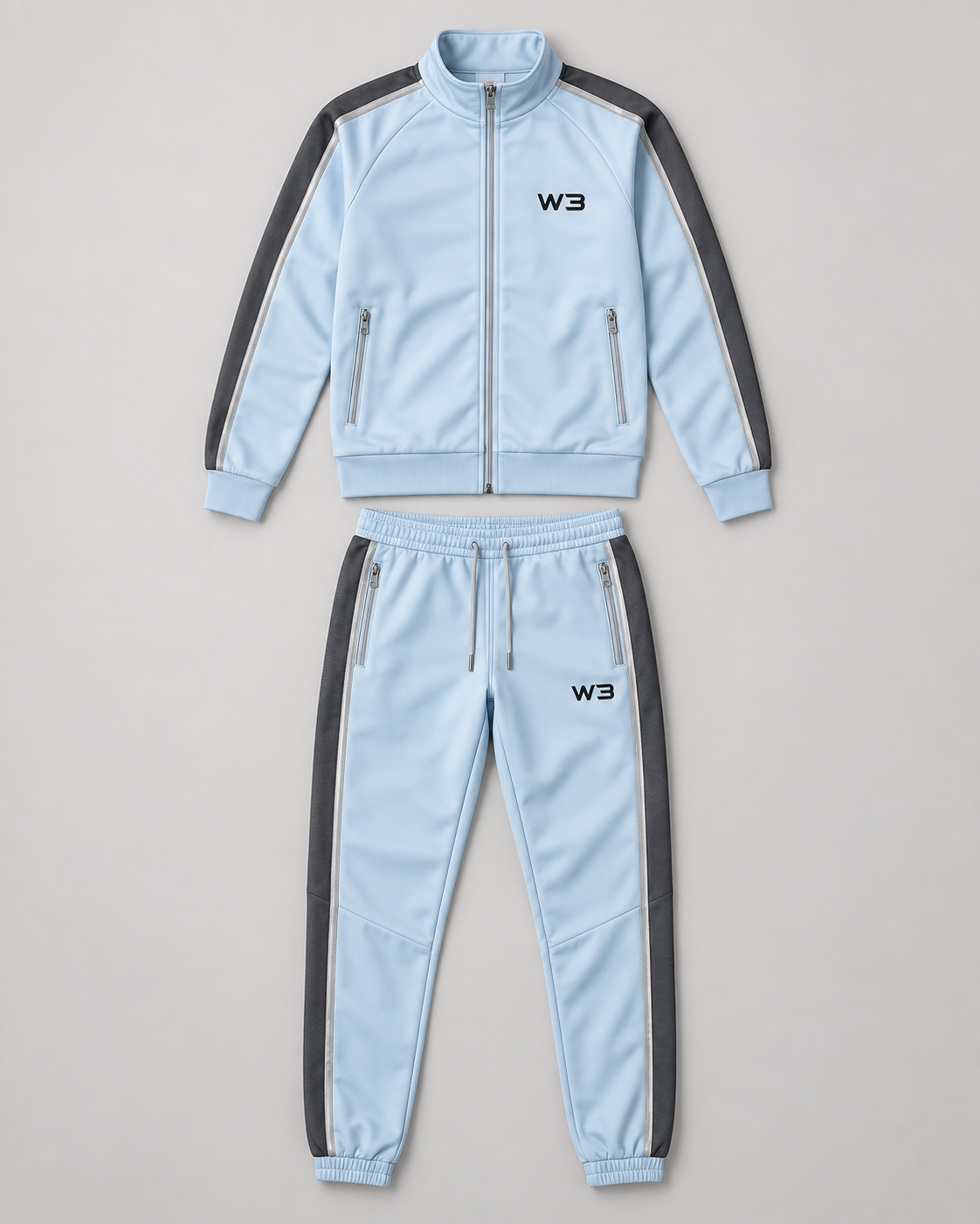 W3 Arctic Blue Tracksuit — W3 premium unisex tracksuit