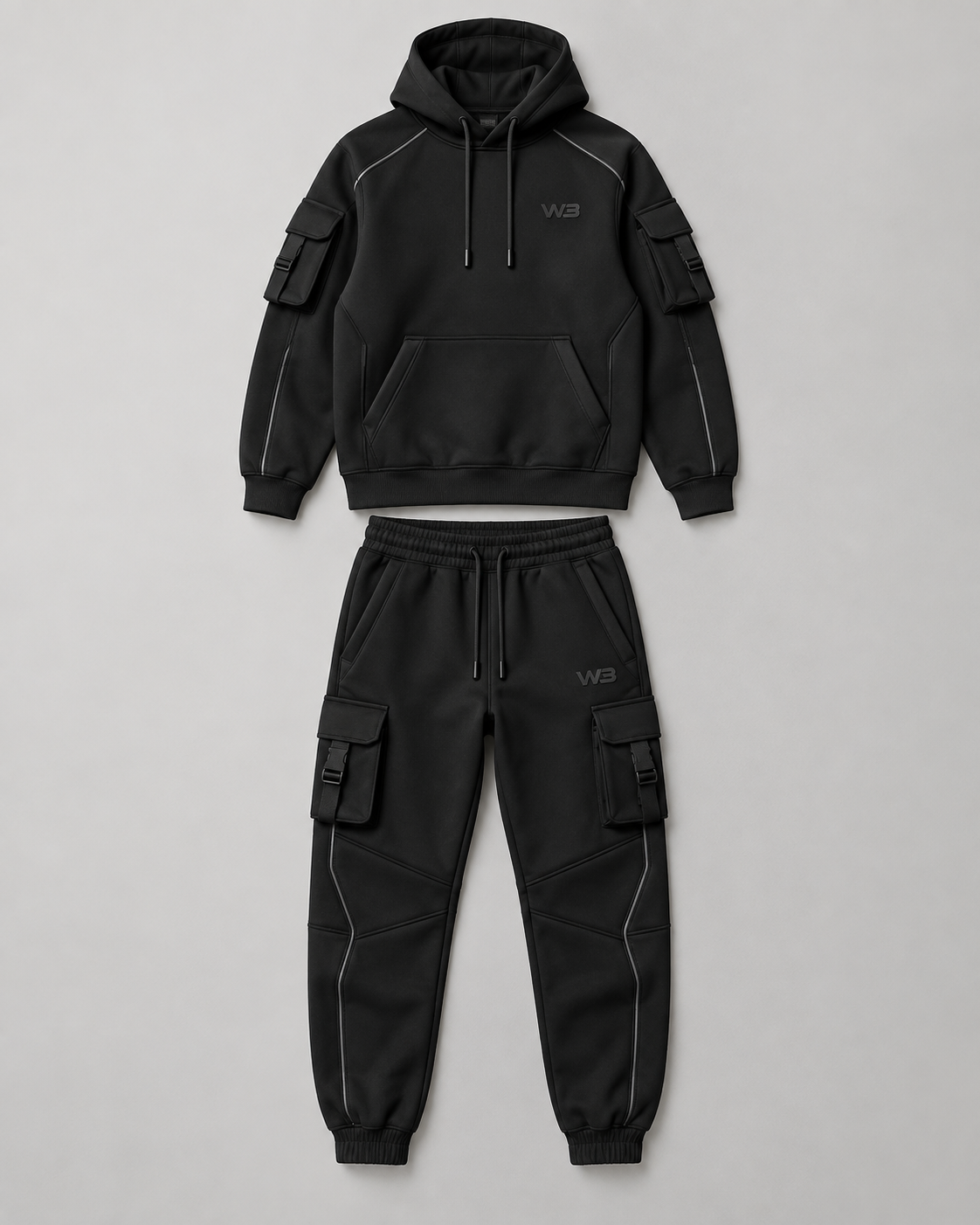 W3 Blackout Utility Tracksuit — W3 premium unisex tracksuit