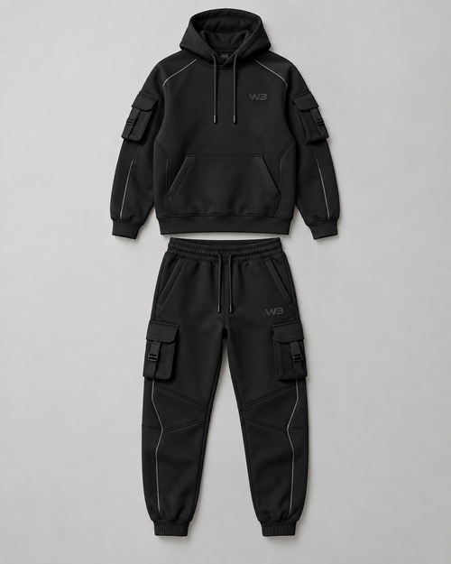 W3 Blackout Utility Tracksuit — W3 premium unisex tracksuit
