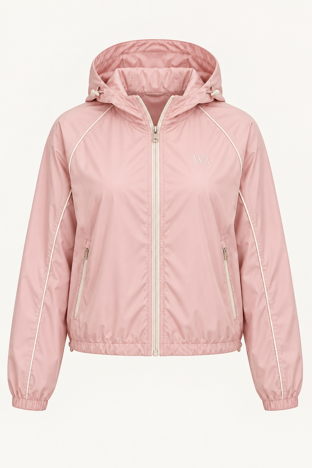 W3 blush pink piped lightweight windbreaker jacket