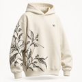 W3 Botanical Line Oversized Hoodie in Buttercream
