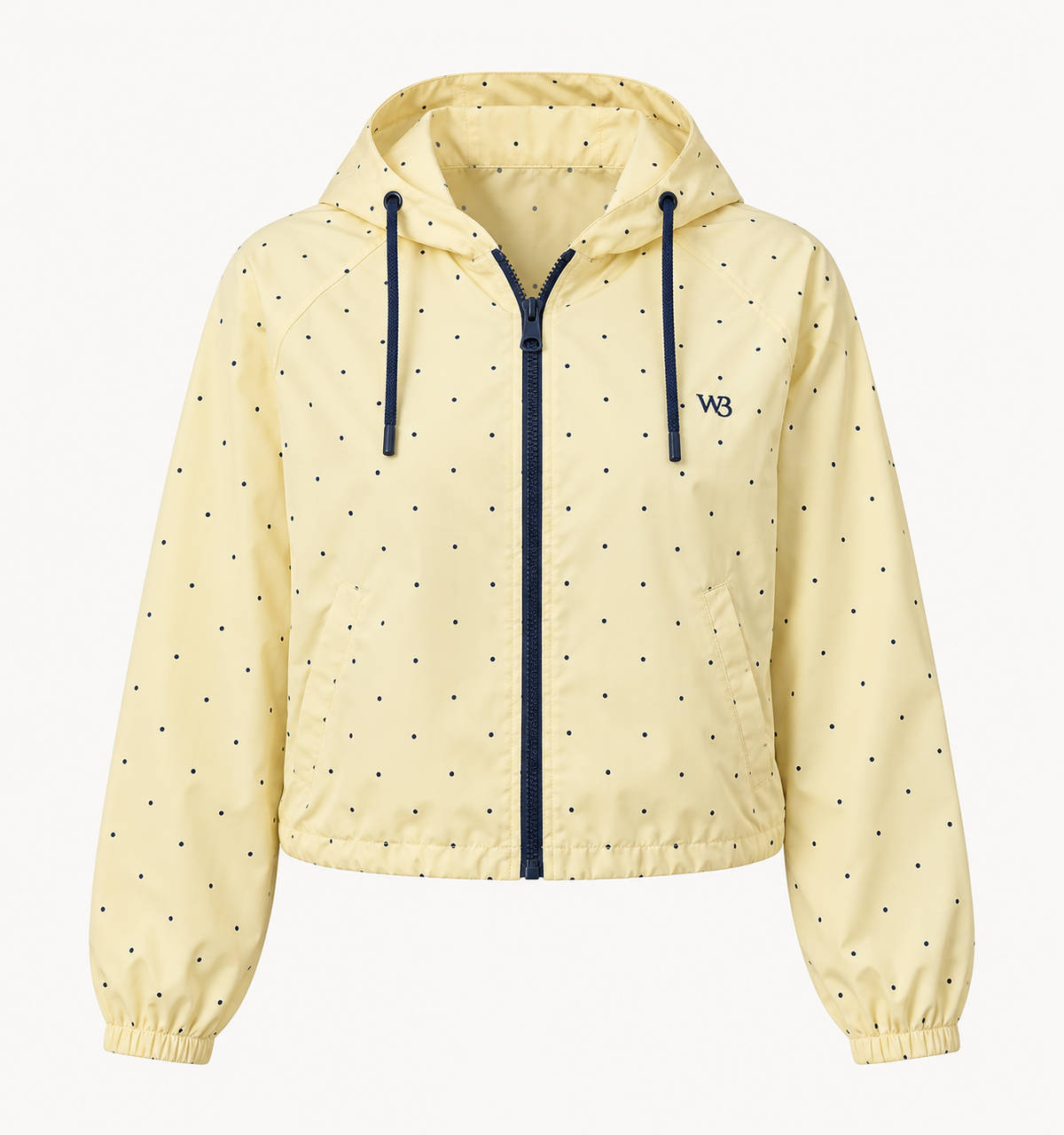 W3 buttercream polka dot lightweight windbreaker