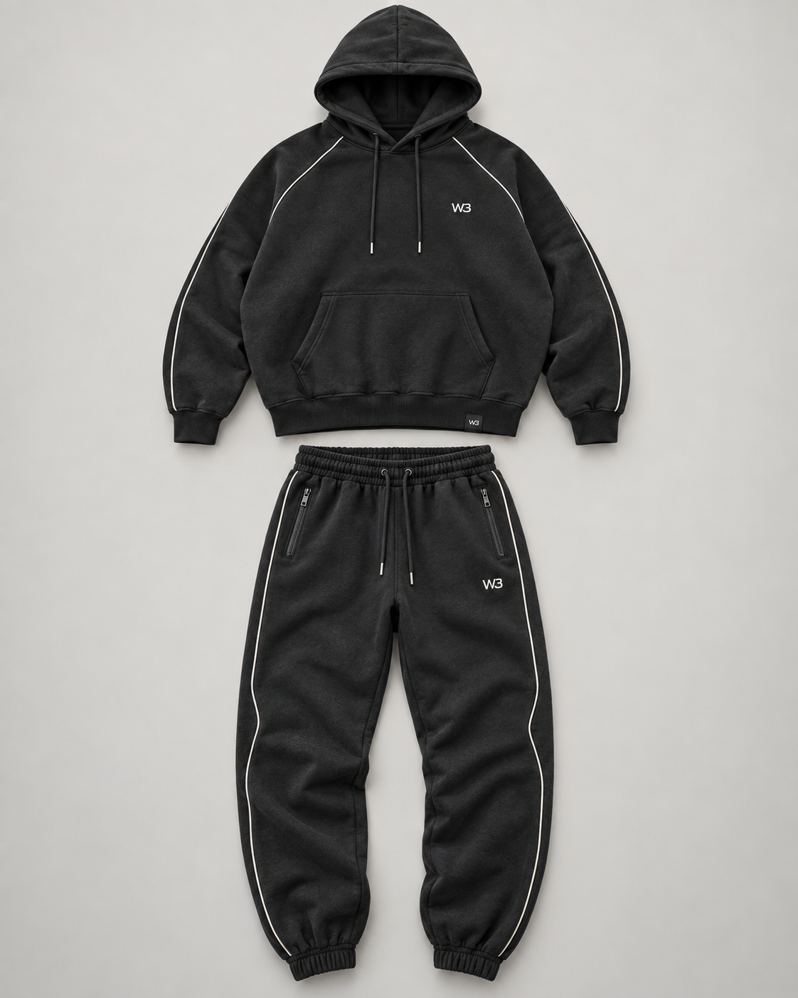 W3 Charcoal Reflective Tracksuit — W3 premium unisex tracksuit