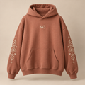W3 Clay Folk Embroidered Hoodie in Terracotta Clay