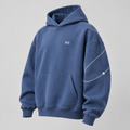 W3 Orbit Line Oversized Hoodie in Muted Cobalt