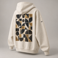 W3 Modern Mosaic Oversized Hoodie in Cream Ecru