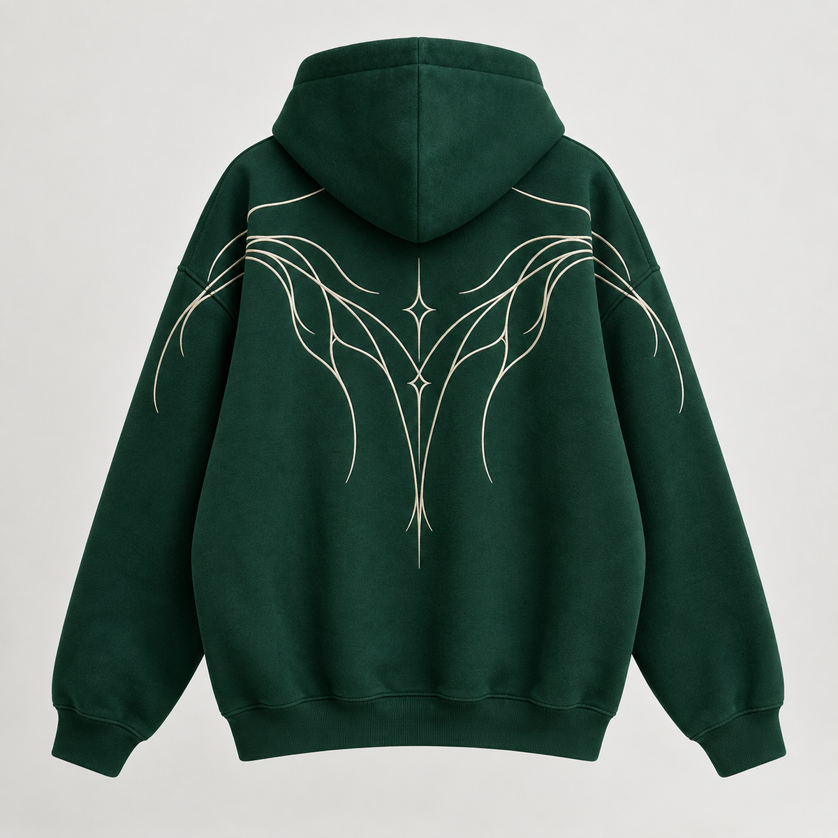 W3 Emerald Symmetry Oversized Hoodie in Deep Emerald