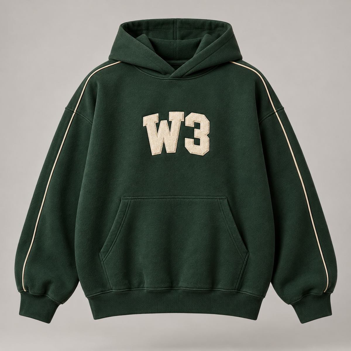 W3 Heritage Varsity Oversized Hoodie in Forest Green