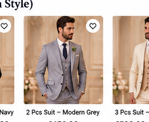 W3 Premium Navy 3 Piece Wedding Suit