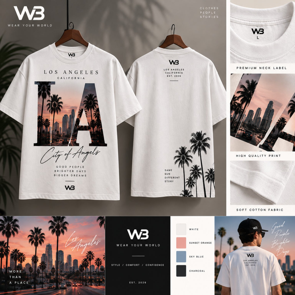 W3 Los Angeles City of Angels White Tee