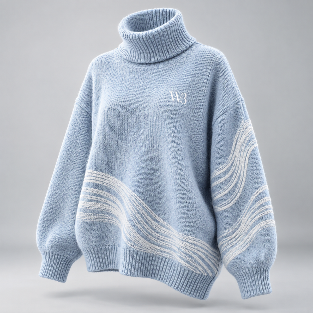 W3 Powder Wave Oversized High-Neck in Powder Blue