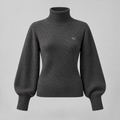 W3 Charcoal Sculpted Rib High-Neck in Charcoal Grey