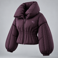 W3 Plum Sculpt Cropped Puffer in Deep Plum