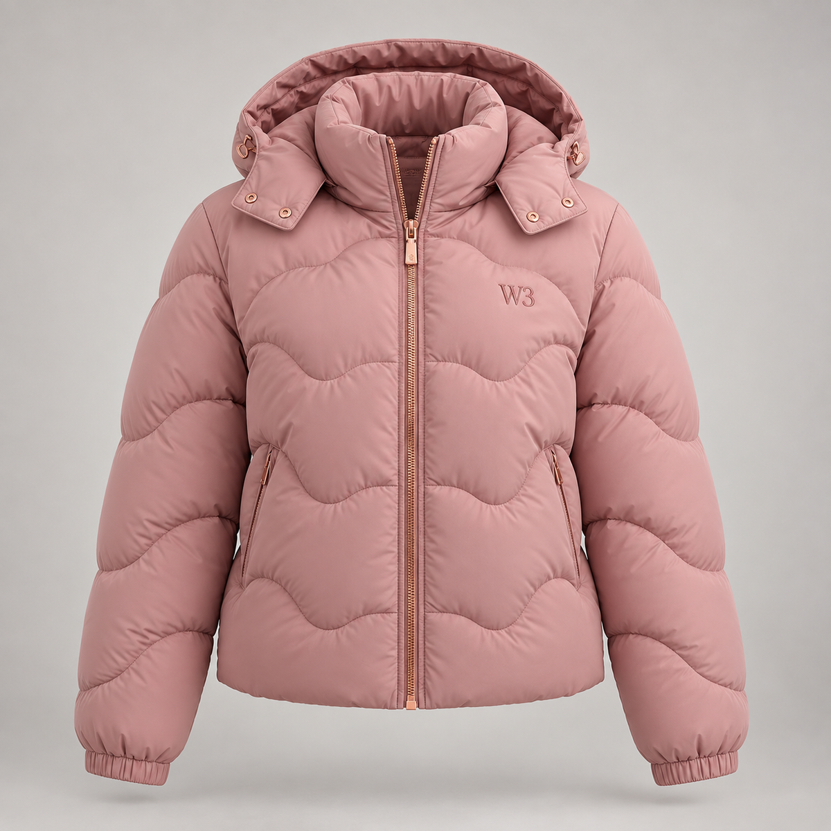 W3 Rose Cloud Hooded Puffer in Muted Rose
