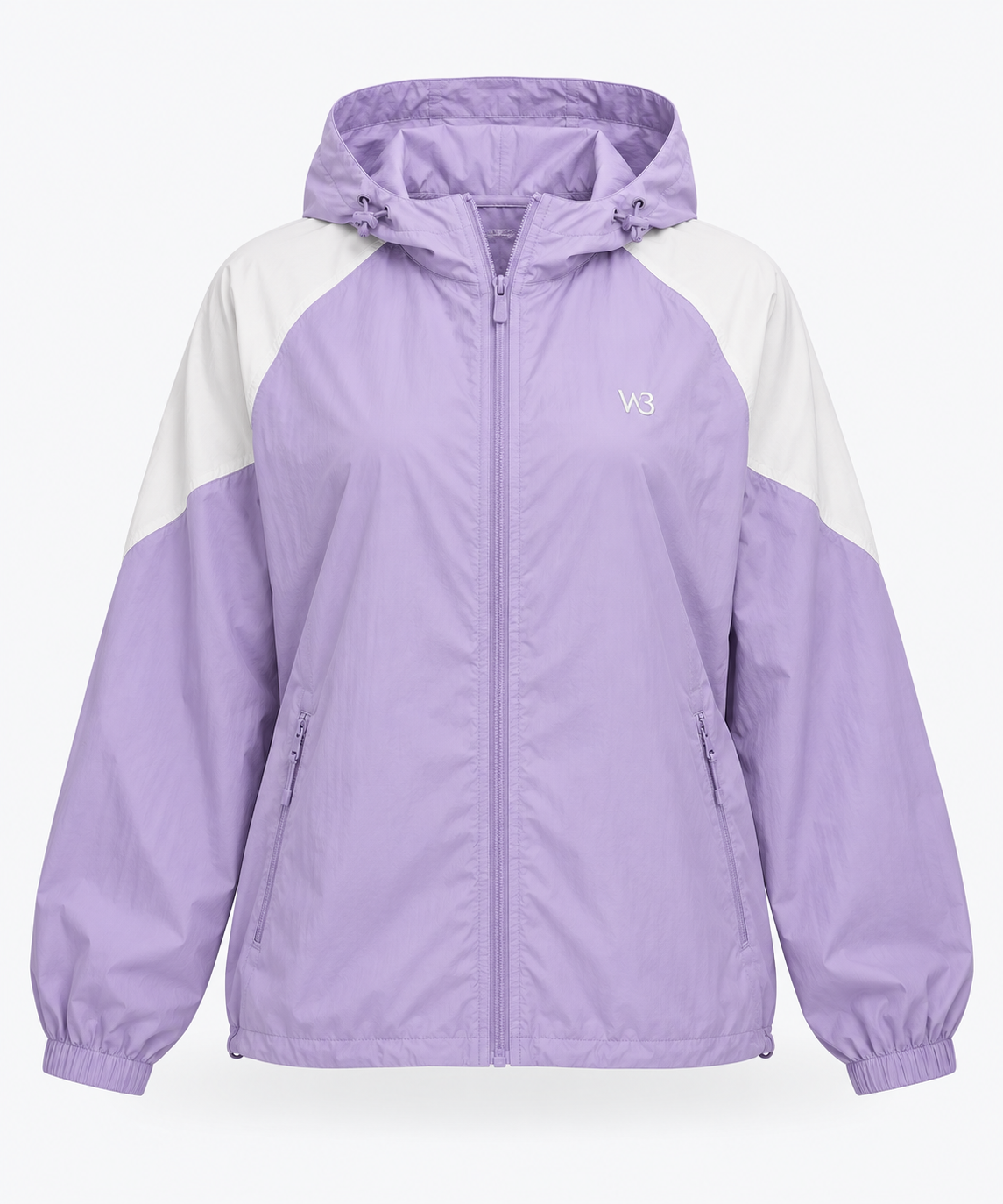 W3 lavender color-block lightweight windbreaker