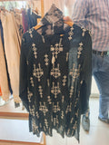 Midnight Gold Motif Lawn 3-Piece Suit in Black with Antique Gold