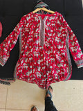 Crimson Blossom Lawn 3-Piece Suit in Crimson Red with White Floral Print
