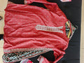 Maroon Heritage Lawn 3-Piece Suit in Maroon Red with Ivory Motifs