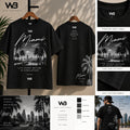 W3 Miami Monochrome Black Tee