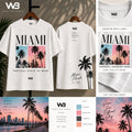 W3 Miami Tropical State of Mind White Tee