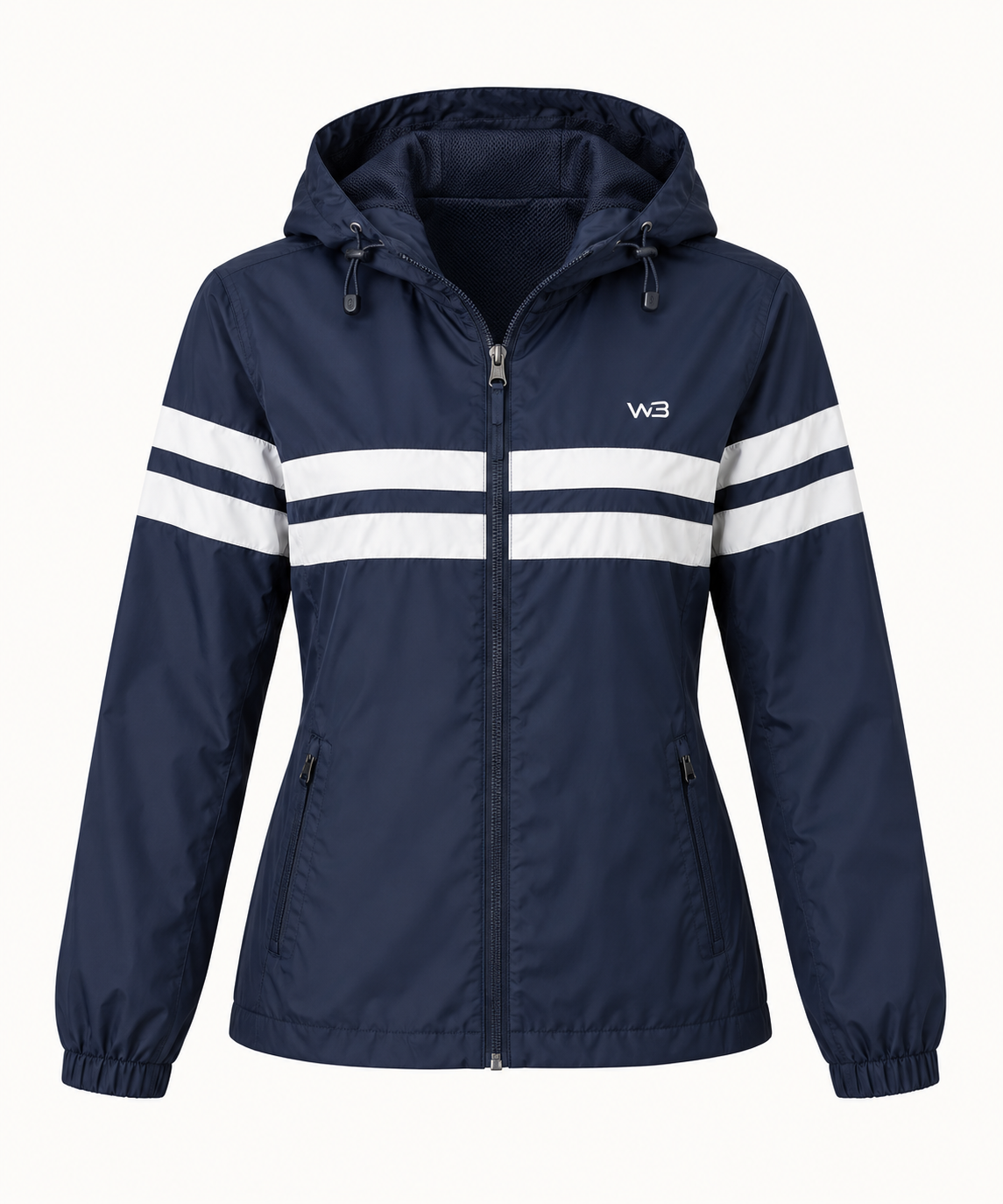 W3 Navy Sailor Stripe Windbreaker