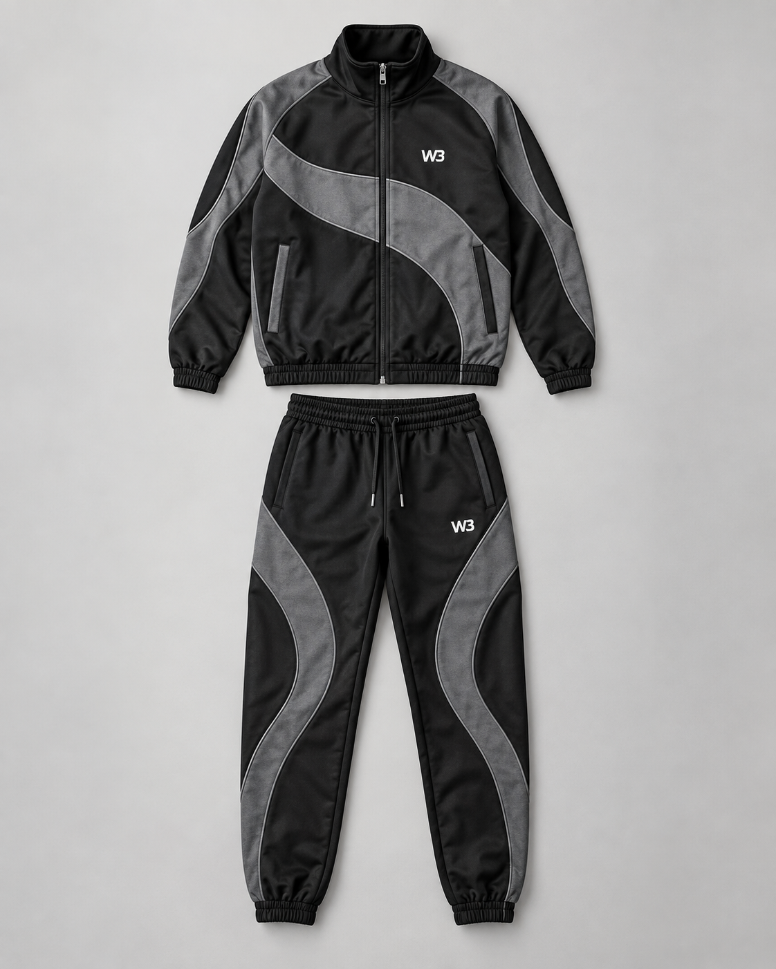 W3 Onyx Wave Tracksuit — W3 premium unisex tracksuit