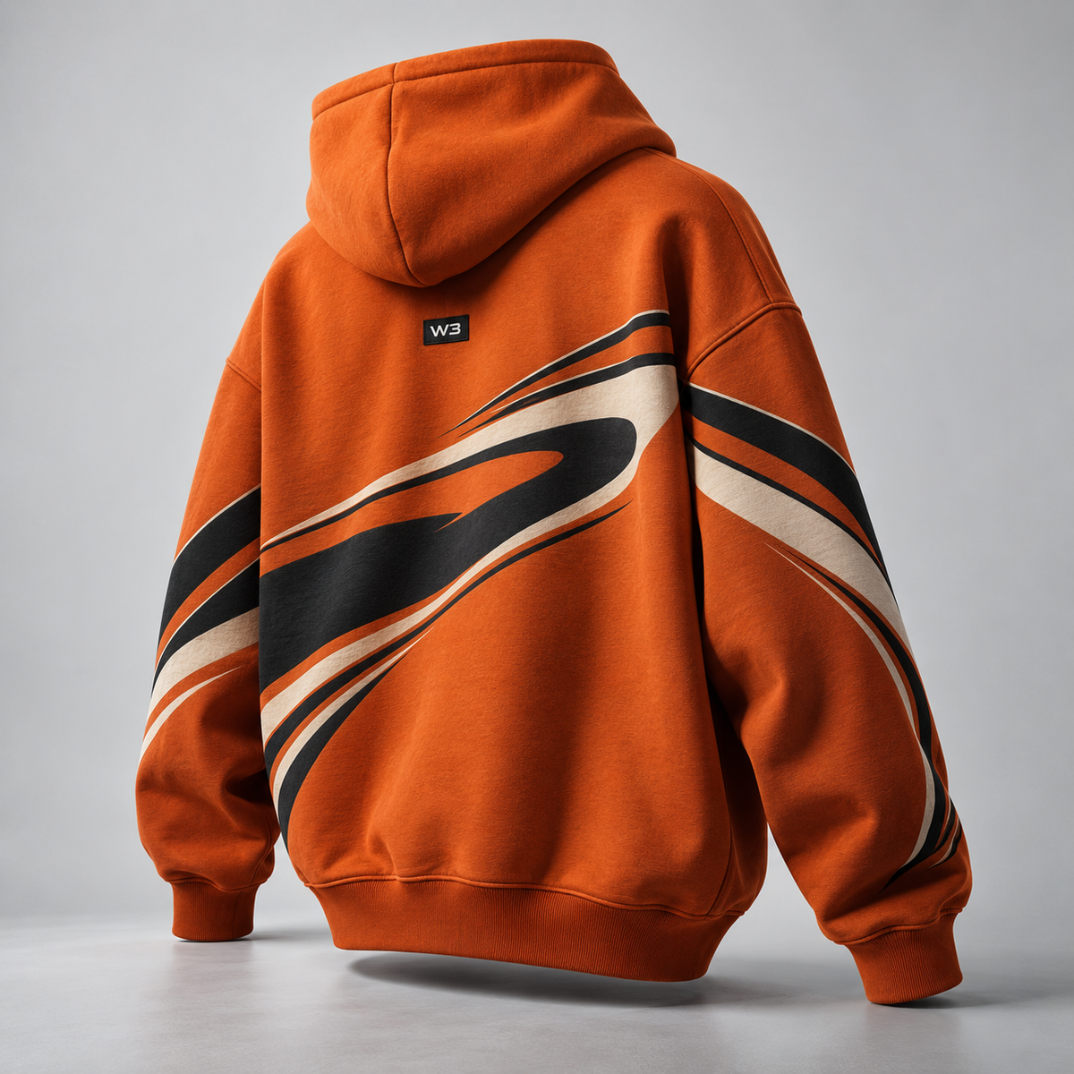 W3 Aero Motion Oversized Hoodie in Burnt Orange