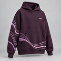 W3 Plum Frequency Oversized Hoodie in Dark Plum