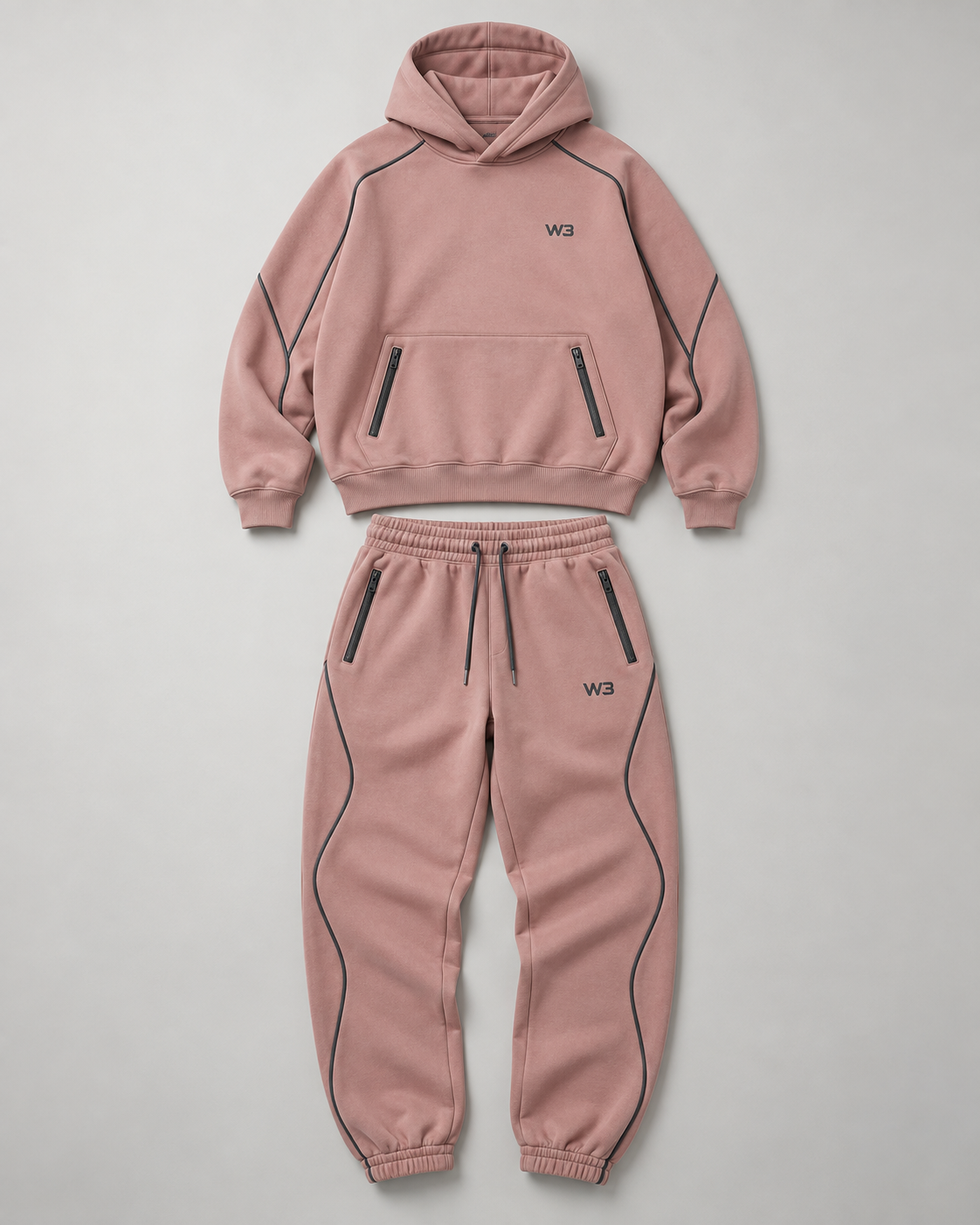 W3 Rose Quartz Tracksuit — W3 premium unisex tracksuit