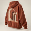 W3 Modern Arch Oversized Hoodie in Burnt Rust