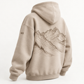W3 Alpine Sketch Oversized Hoodie in Sand Beige