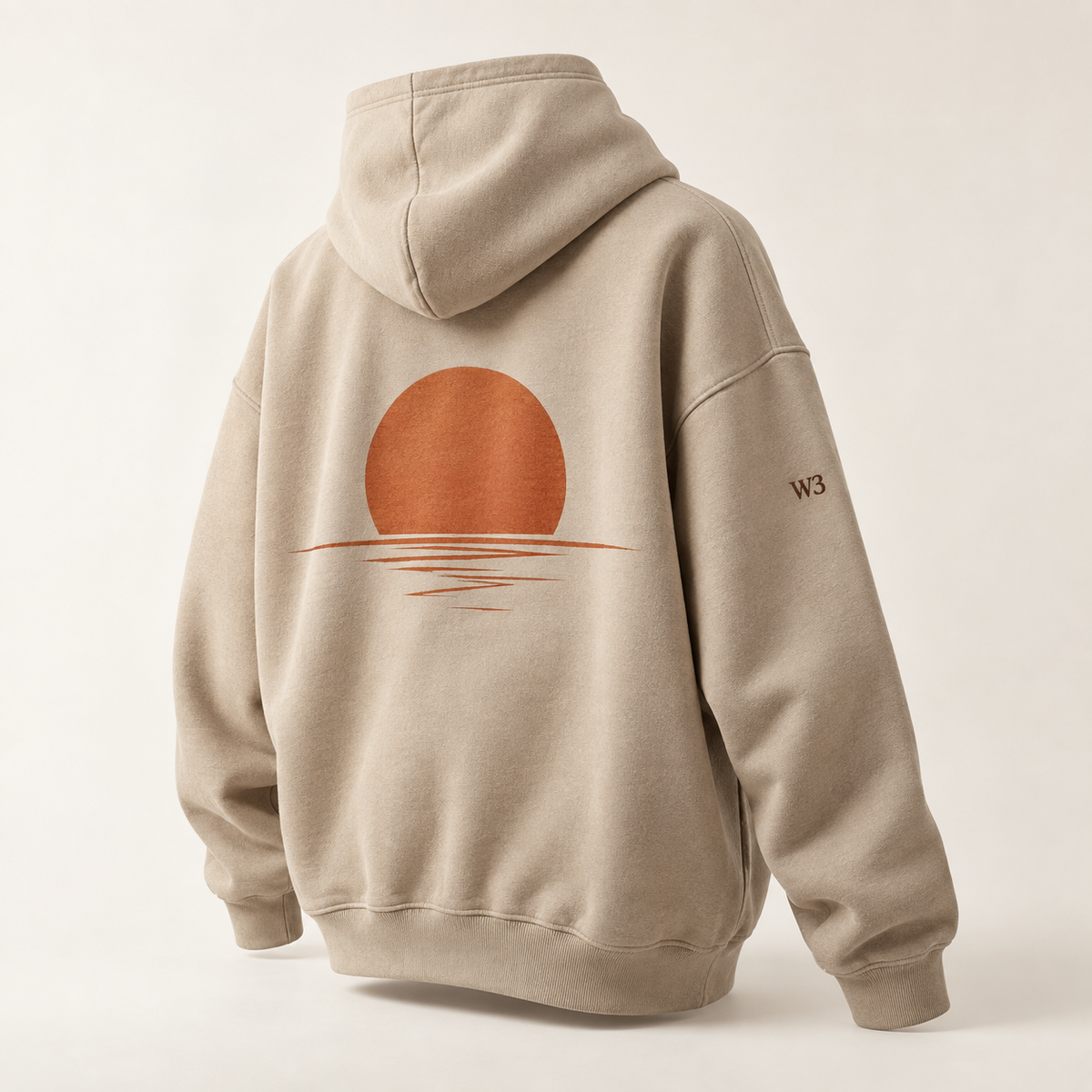 W3 Desert Sunset Oversized Hoodie in Warm Sandstone
