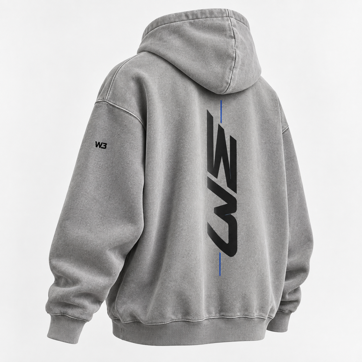 W3 Construct Type Oversized Hoodie in Silver Grey