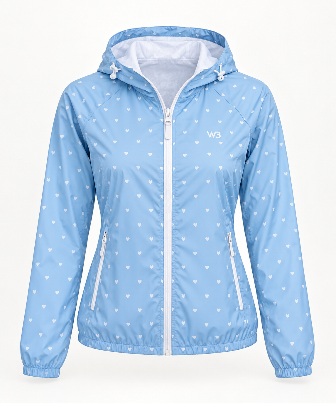 W3 sky blue heart print lightweight windbreaker