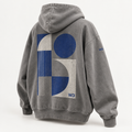 W3 Bauhaus Geometry Oversized Hoodie in Stone Grey
