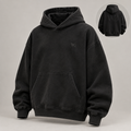 W3 Shadow Wash Oversized Hoodie in Washed Black