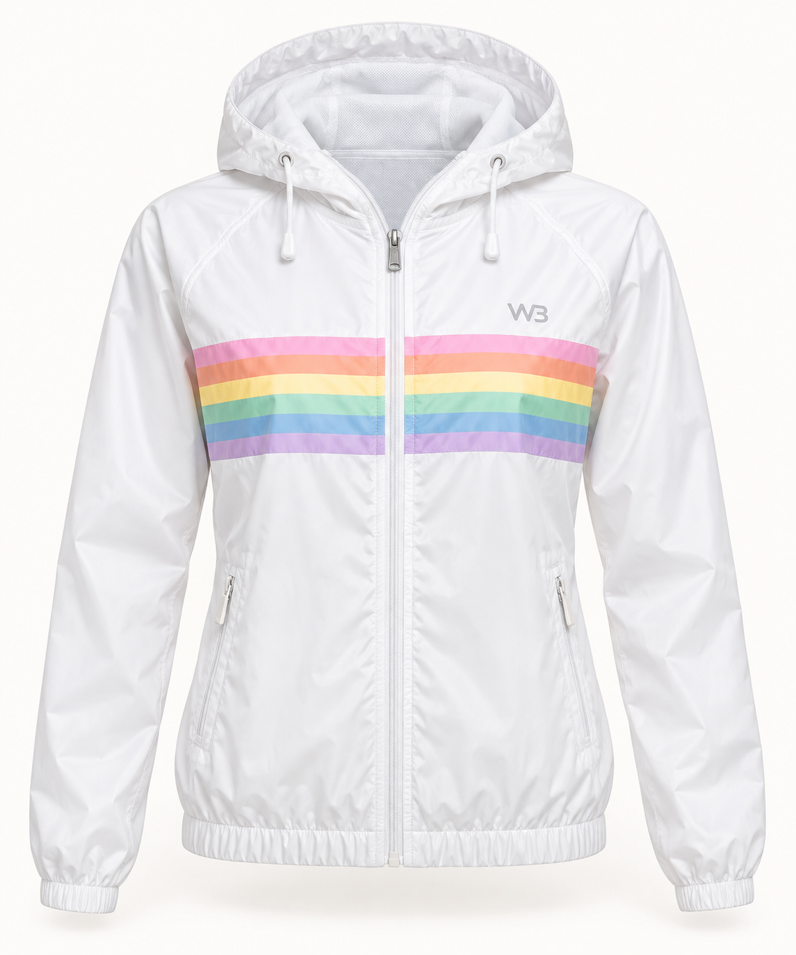 W3 White Pastel Rainbow Windbreaker