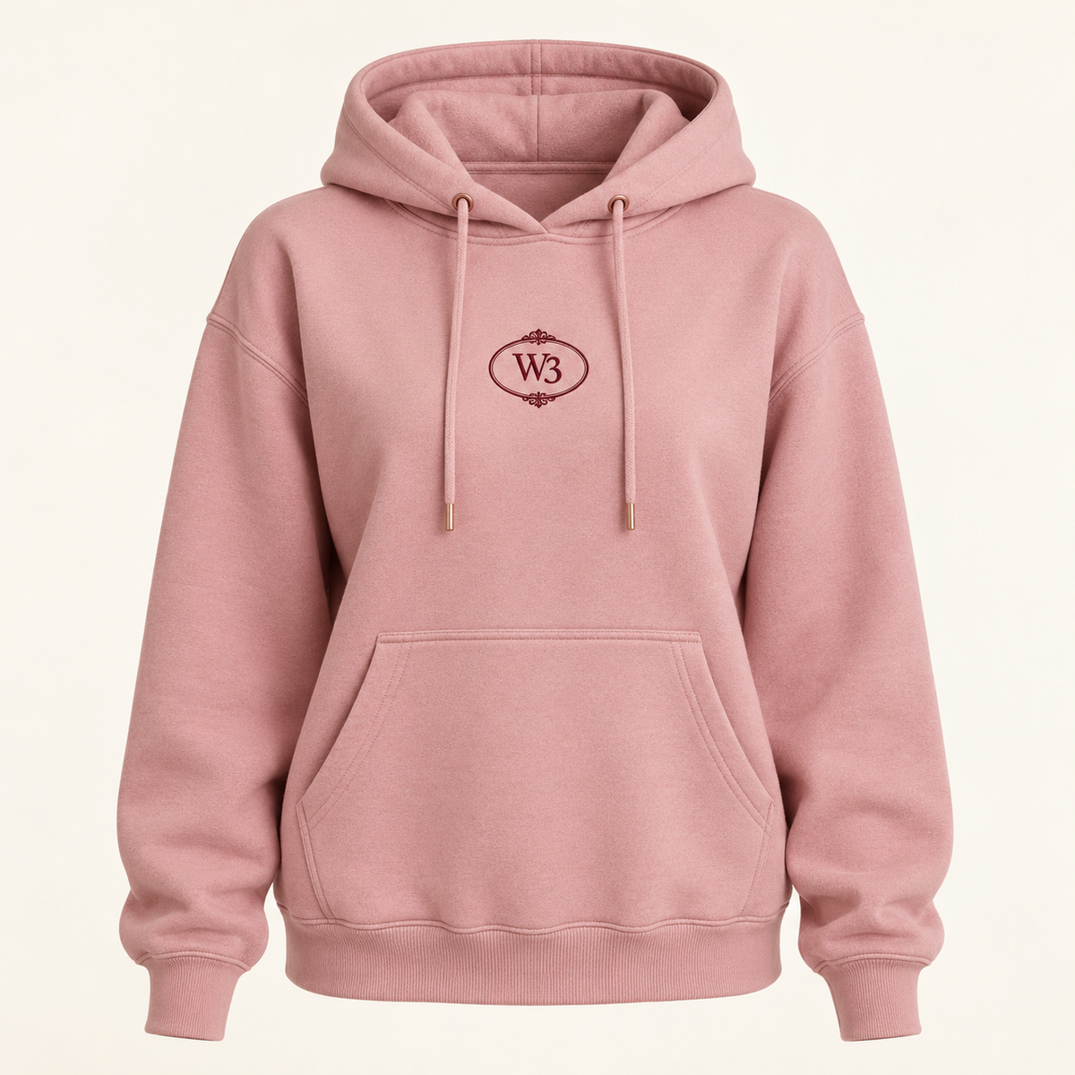 W3 women's blush rose embroidered hoodie