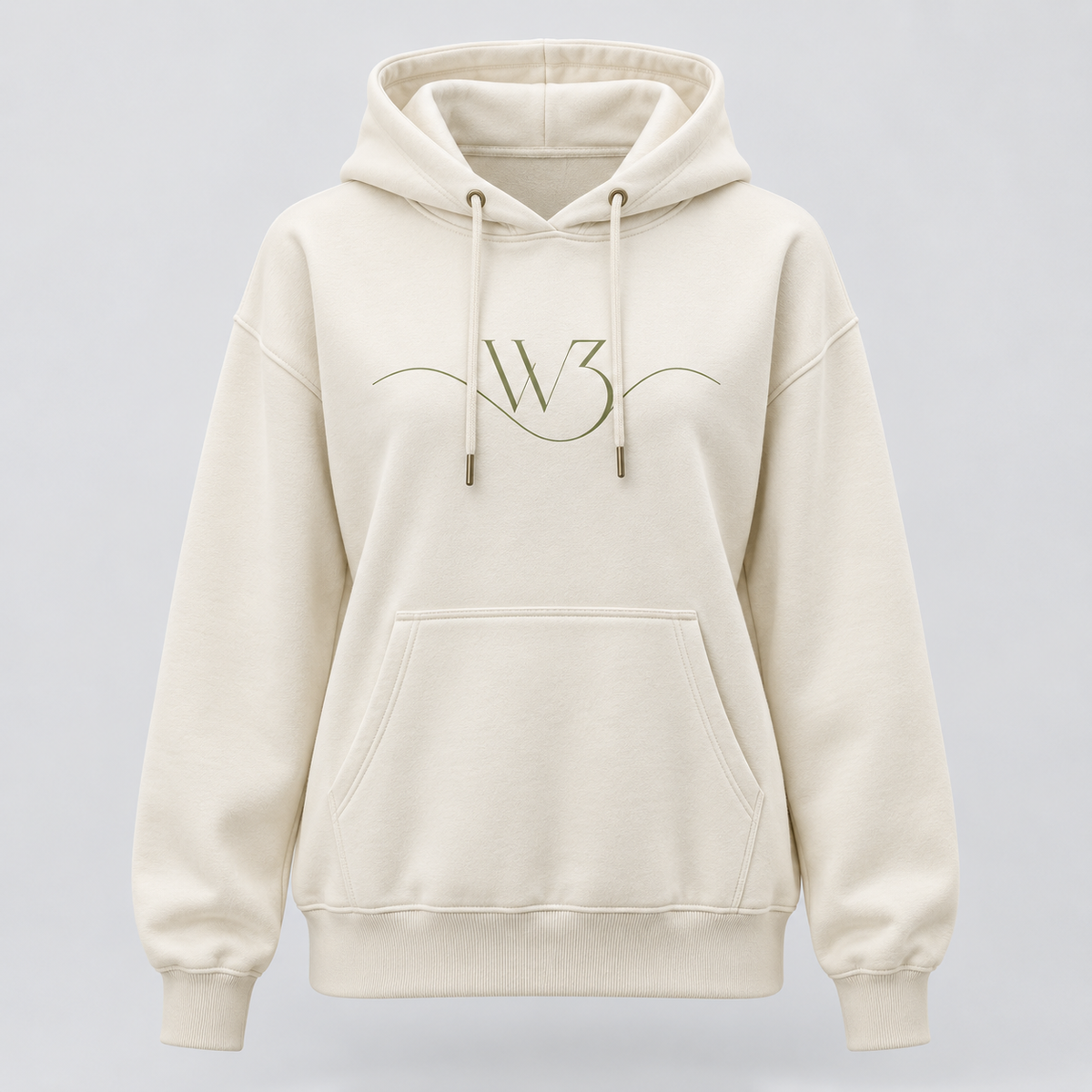 W3 women's ivory olive monogram hoodie