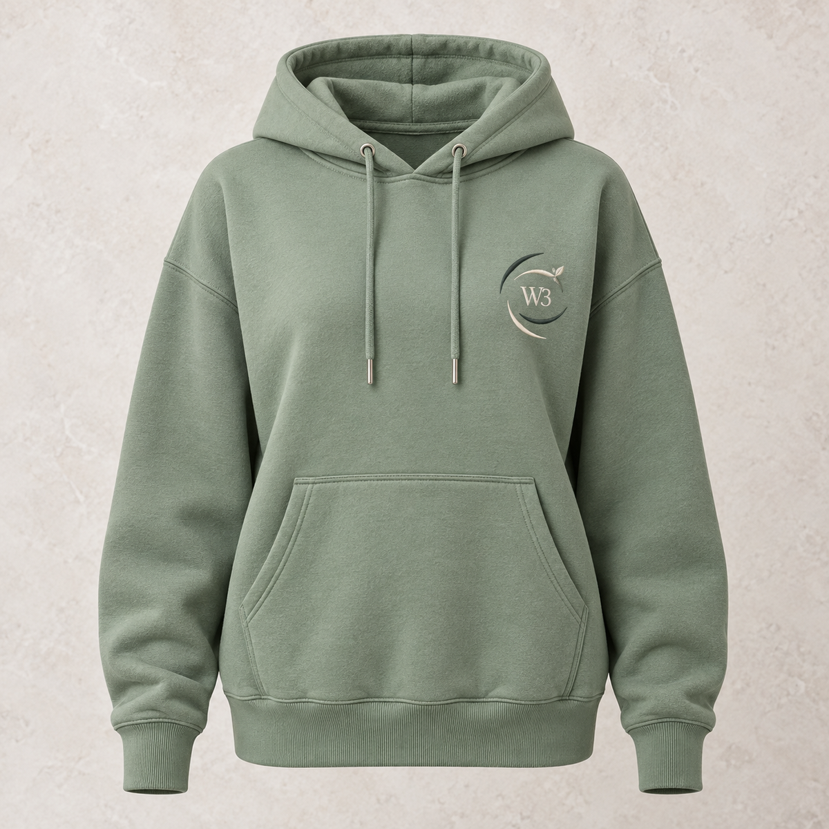 W3 women's sage embroidered hoodie